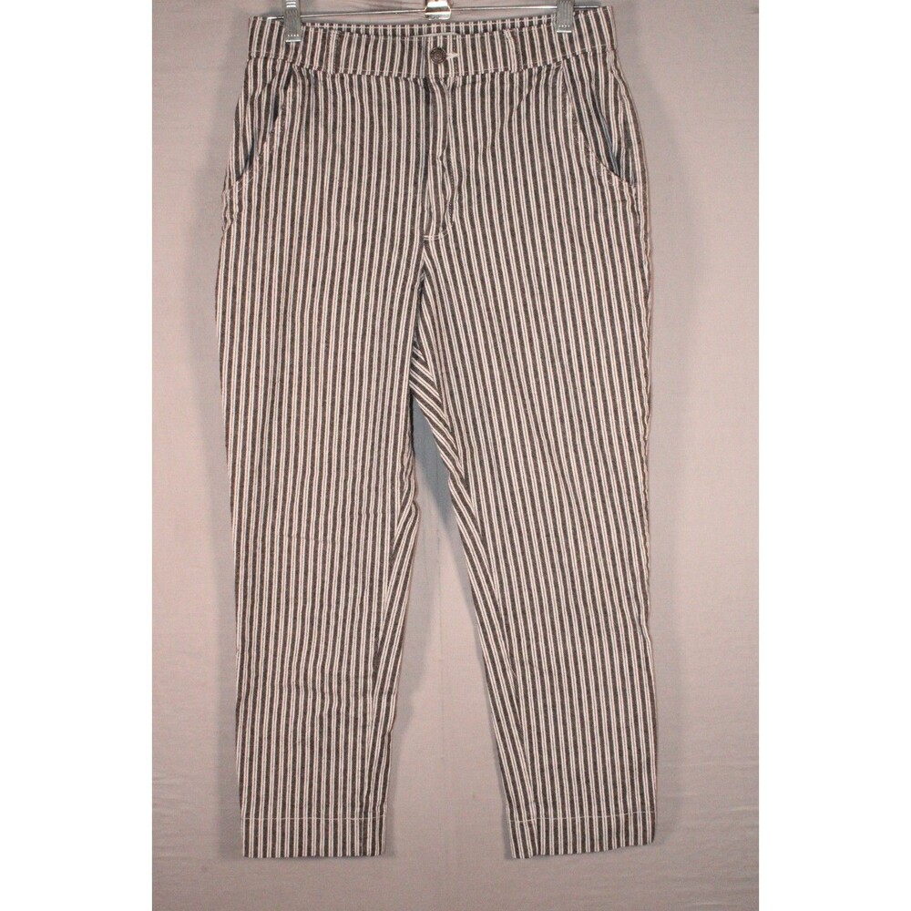 Hollister Women’s Medium Ultra High Rise Striped Pants Black White Stretch